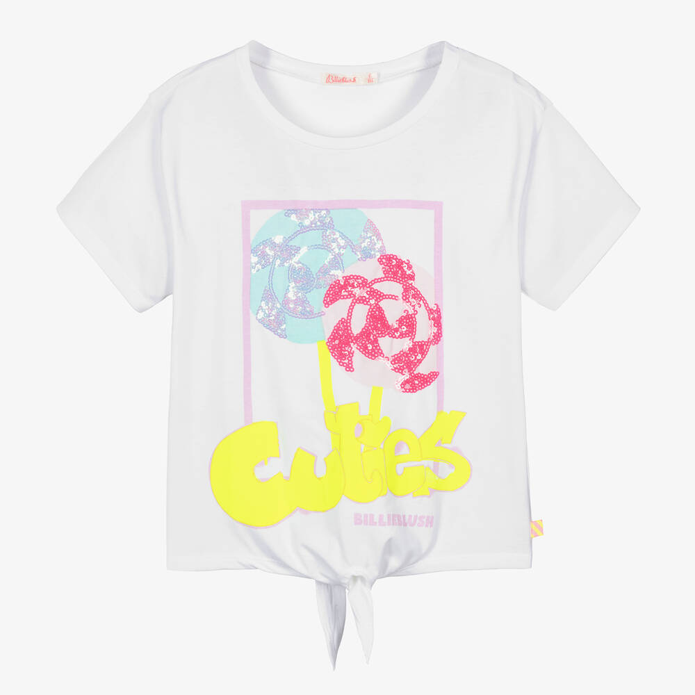 Billieblush - Girls White Cotton Lollypop T-Shirt | Childrensalon