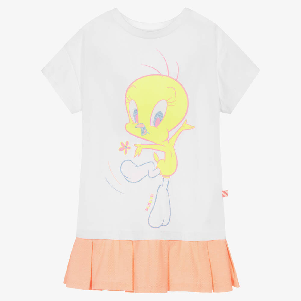 Billieblush - Girls White Cotton Looney Tunes Dress | Childrensalon