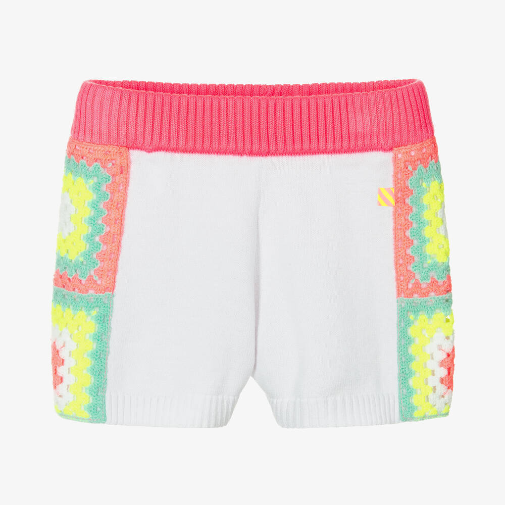 Billieblush - Girls White Knit & Crochet Detail Shorts | Childrensalon