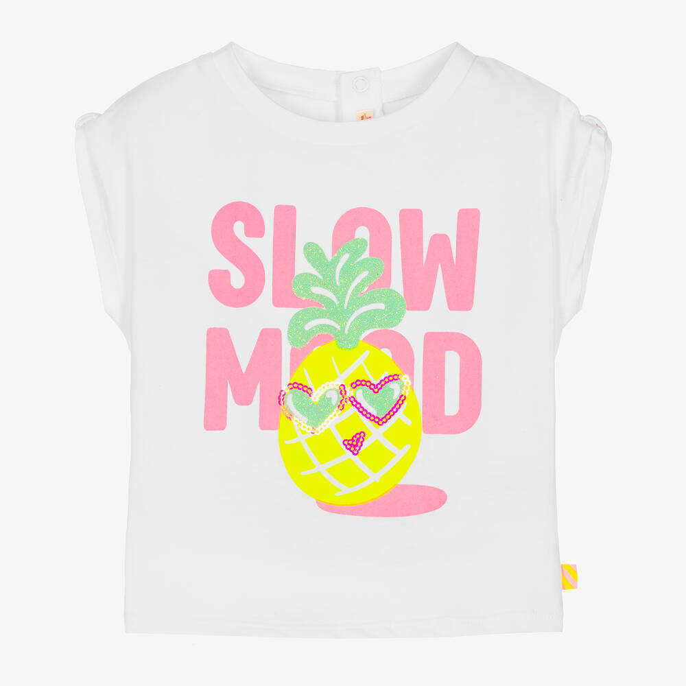 Billieblush - Girls White Sleeveless Pineapple T-Shirt | Childrensalon