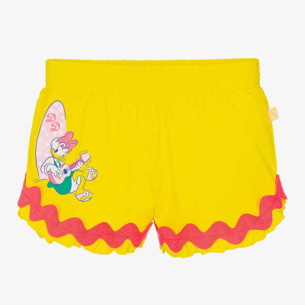 Shop Billieblush Girls Yellow Cotton Disney Shorts