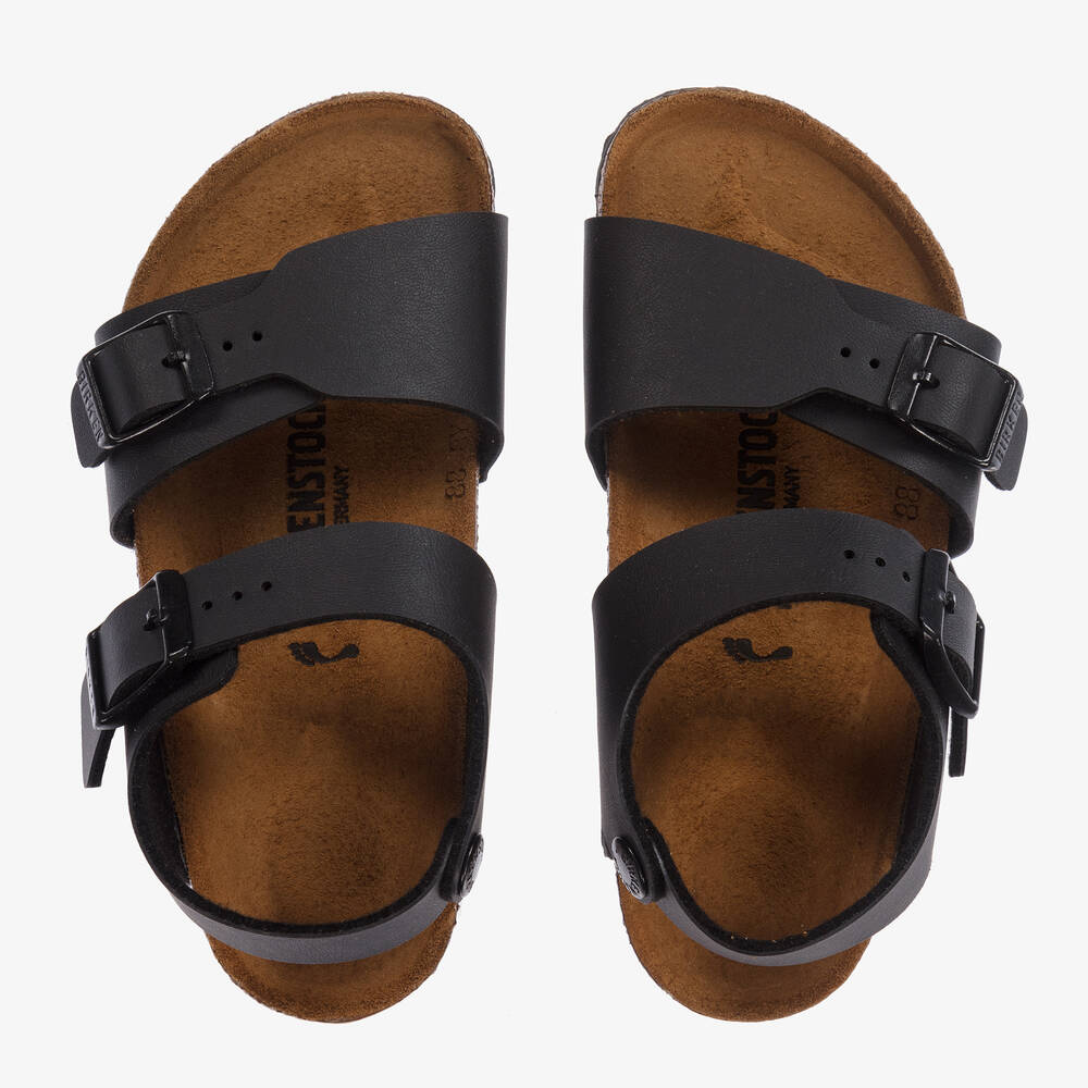 Shop Birkenstock Boys Black Faux Leather Sandals
