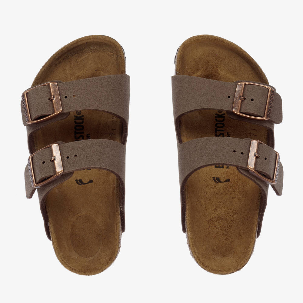 Shop Birkenstock Brown Faux Leather Buckled Sandals