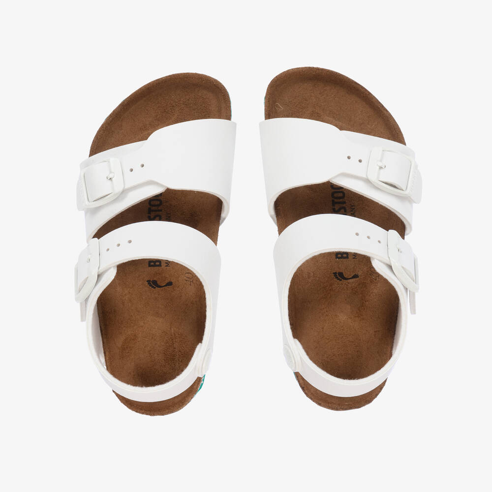 Birkenstock - White Faux Leather Sandals | Childrensalon