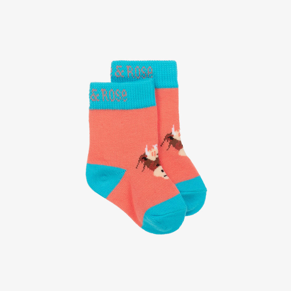 Blade & Rose - Girls Pink Bonnie Highland Cow Socks | Childrensalon