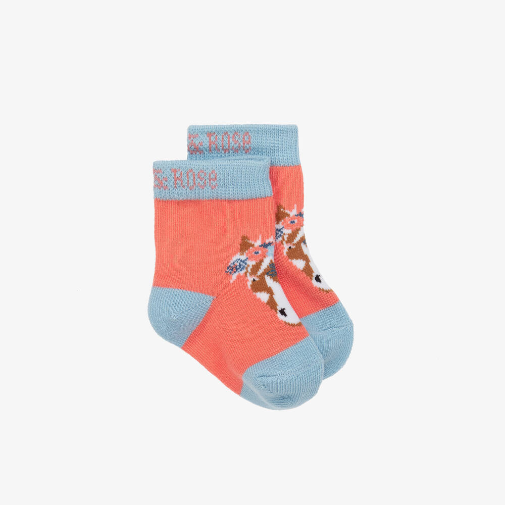 Blade & Rose - Girls Pink Cotton Bella The Horse Socks | Childrensalon