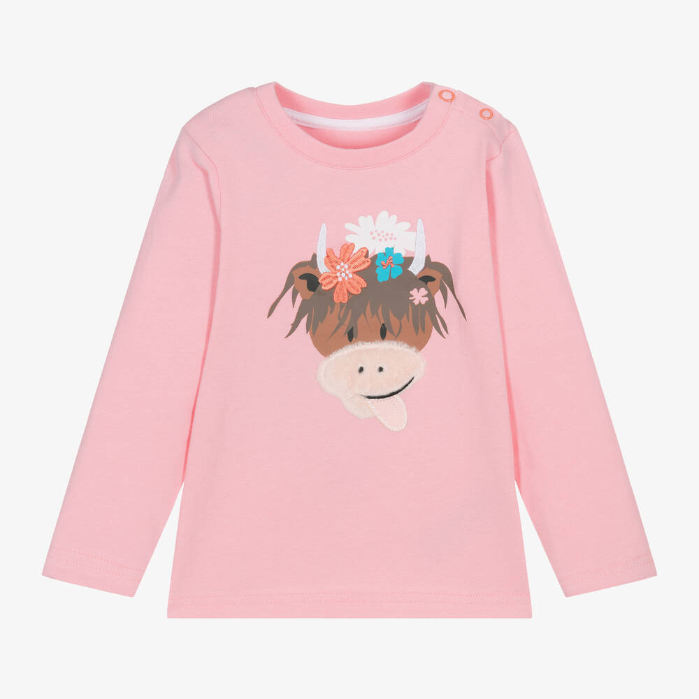 Blade & Rose - Girls Pink Cotton Bonnie Highland Cow Top | Childrensalon