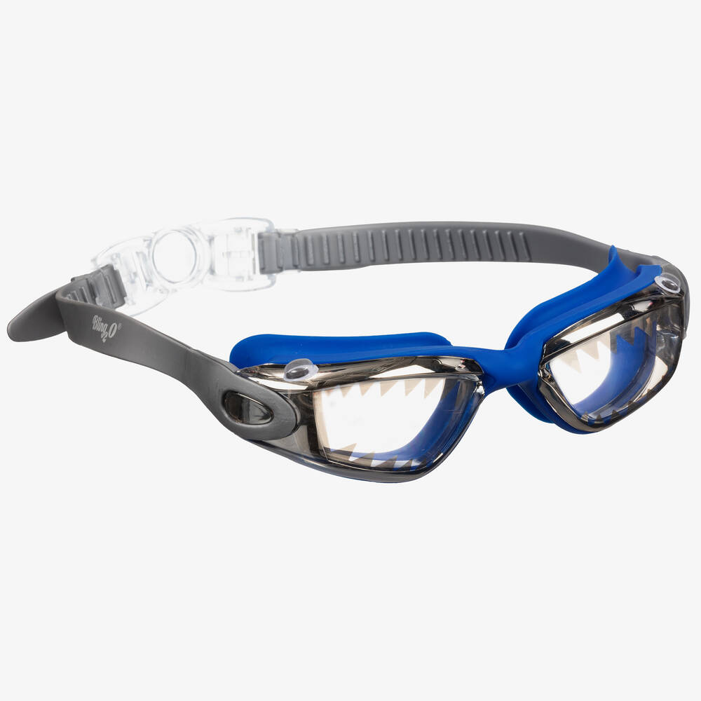 Bling2o - نظارات غوغلز للسباحة بطبعة أسنان القرش لون أزرق ورمادي للأولاد | Childrensalon