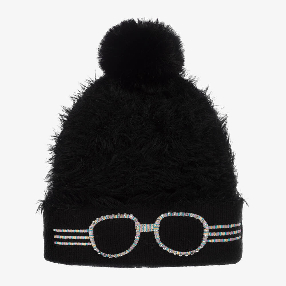 Bling2o - قبعة بوم-بوم صوف محبوك لون أسود للبنات | Childrensalon