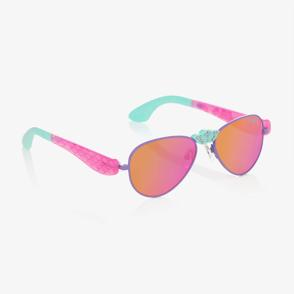 Bling2o Kids'  Girls Pink Aviator Sunglasses (uva/uvb) In Multi