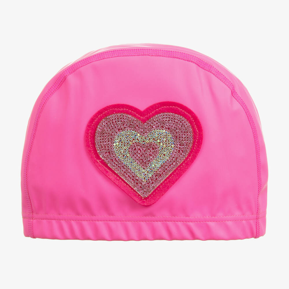 Bling2o - Girls Pink Diamanté Heart Swim Cap | Childrensalon