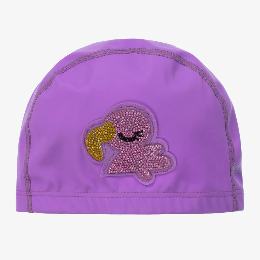 Bling2o - Girls Purple Diamanté Flamingo Swim Cap | Childrensalon
