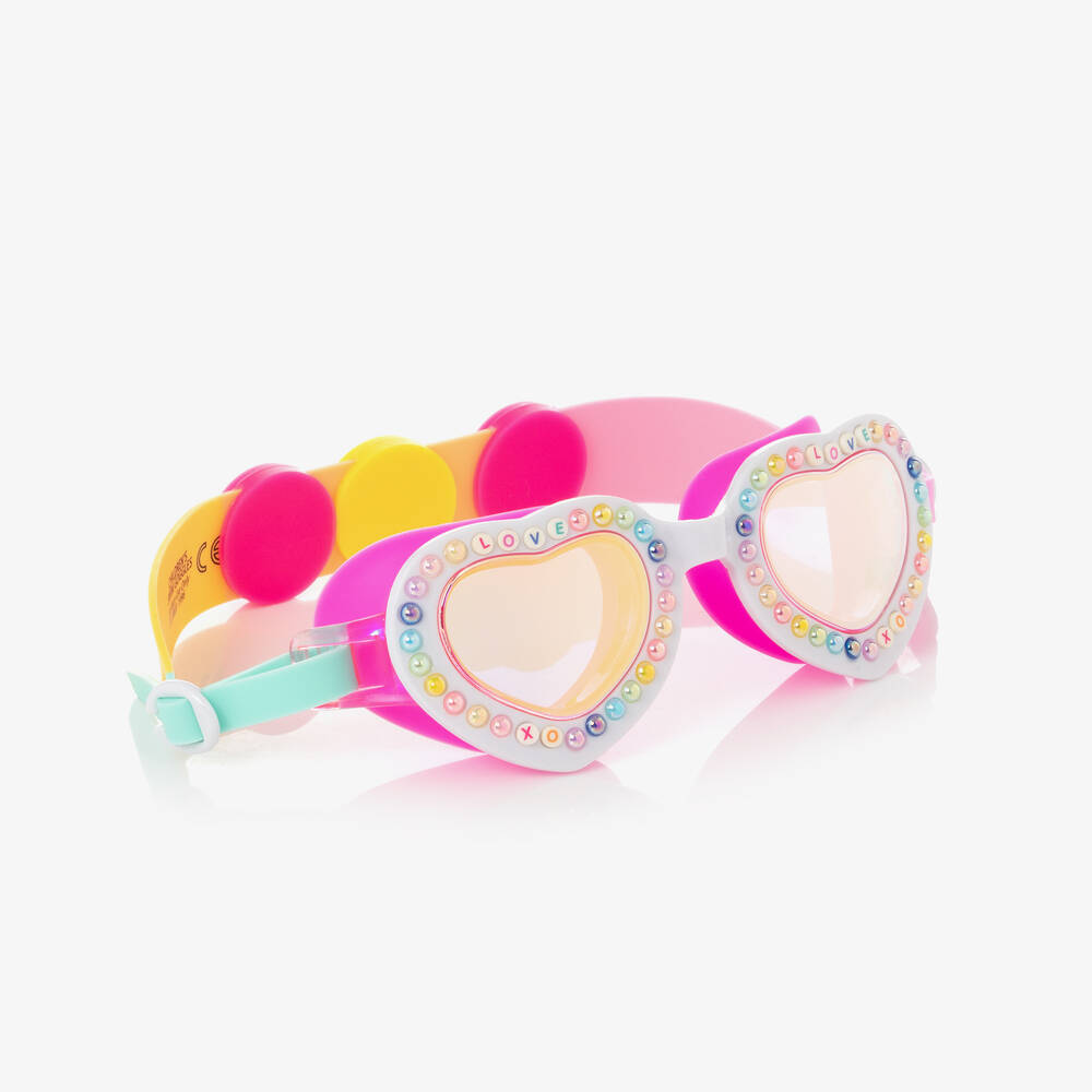 Bling2o - نظارات سباحة سيليكون لون زهري وأبيض للبنات | Childrensalon