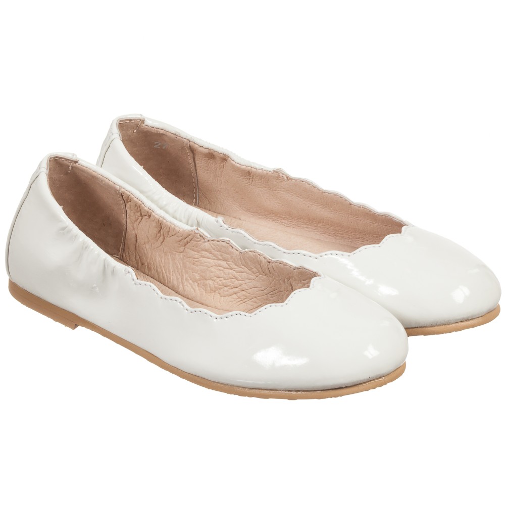 Bloch - Girls White Patent Leather 'Scallop' Ballerina Shoes | Childrensalon