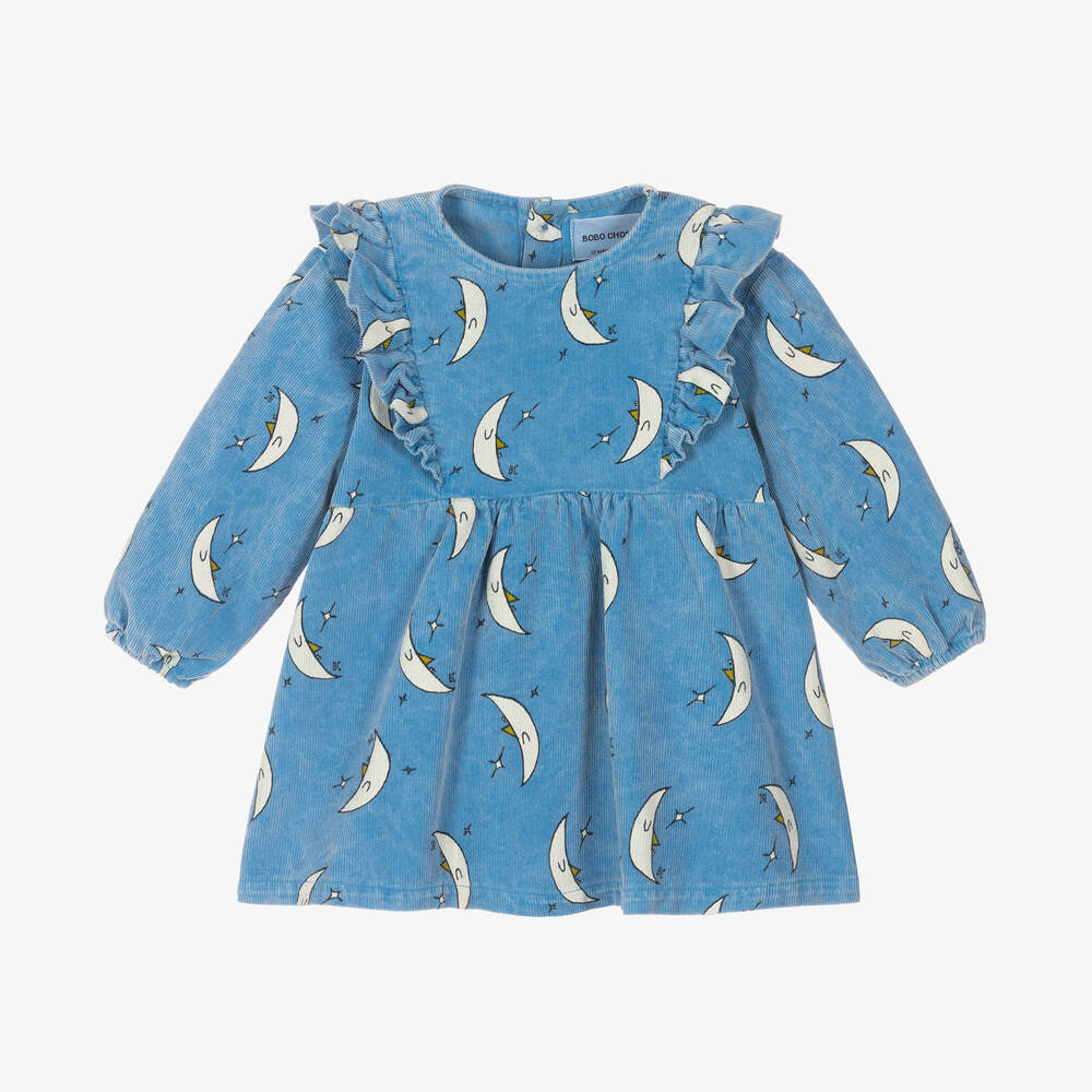 Bobo Choses - Baby Girls Blue Needlecord Moon Dress | Childrensalon