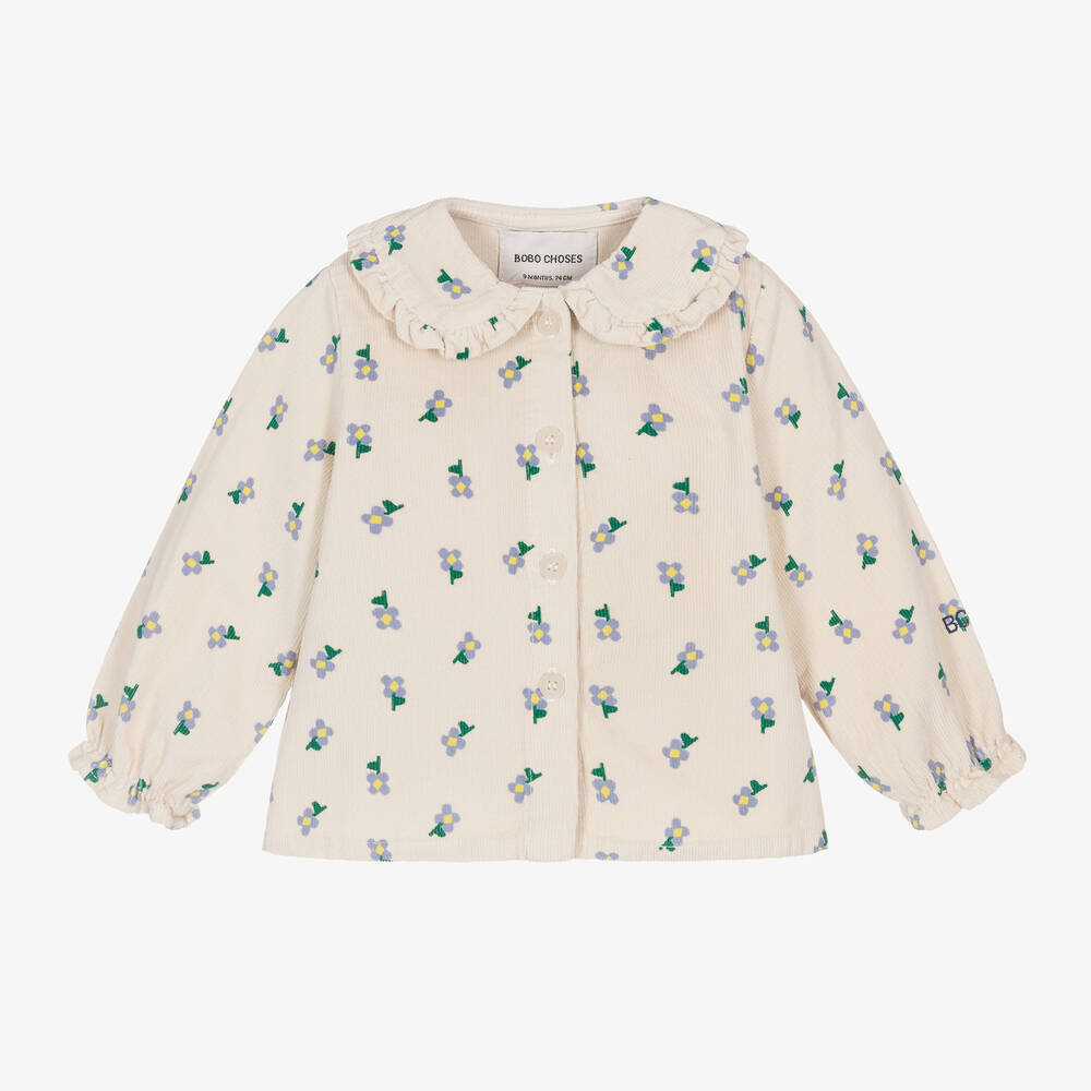 Bobo Choses - Baby Girls Ivory Organic Cotton Cord Blouse | Childrensalon