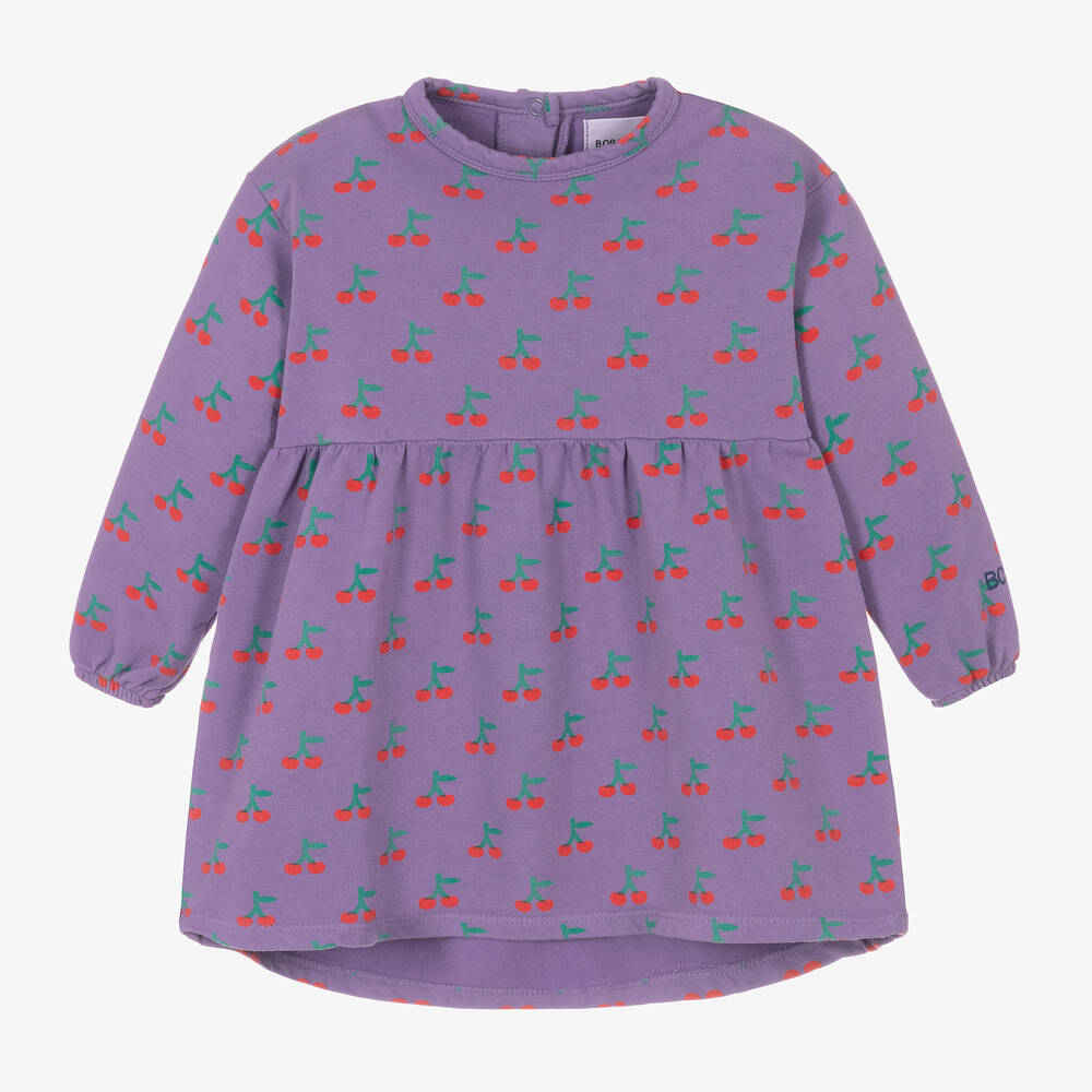 Bobo Choses - Baby Girls Purple Cherry Organic Cotton Dress | Childrensalon