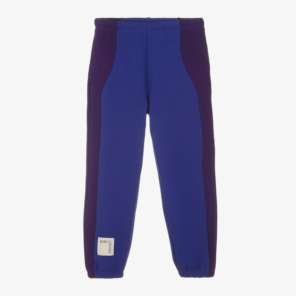 Bobo Choses - Blue Cotton Colourblock Joggers | Childrensalon