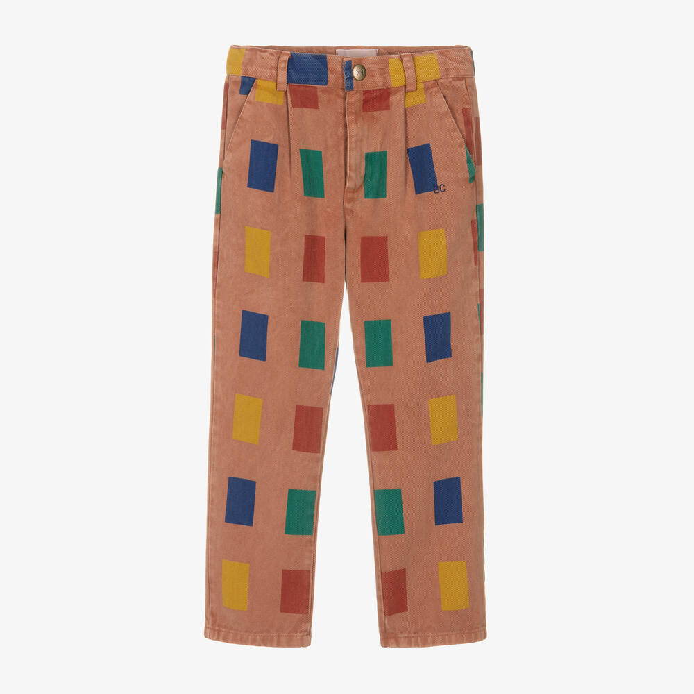 Bobo Choses - Brown Cotton Colourblock Trousers | Childrensalon