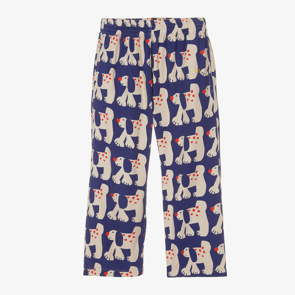 Bobo Choses - Girls Blue Cotton & Viscose Dog Print Trousers | Childrensalon