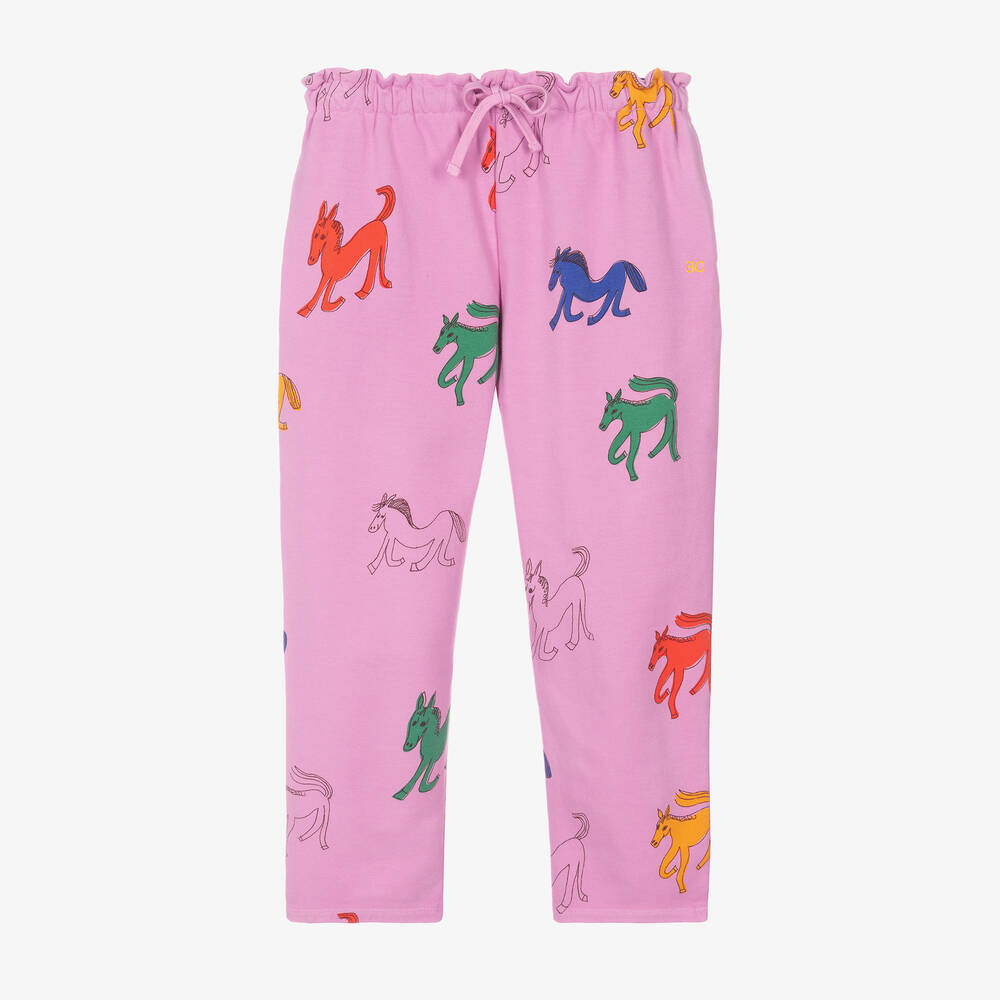 Bobo Choses - Girls Pink Cotton Horse Joggers | Childrensalon