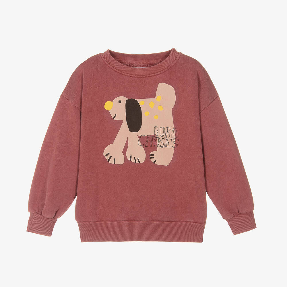 Bobo Choses - Red Organic Cotton Dog Print Sweatshirt | Childrensalon