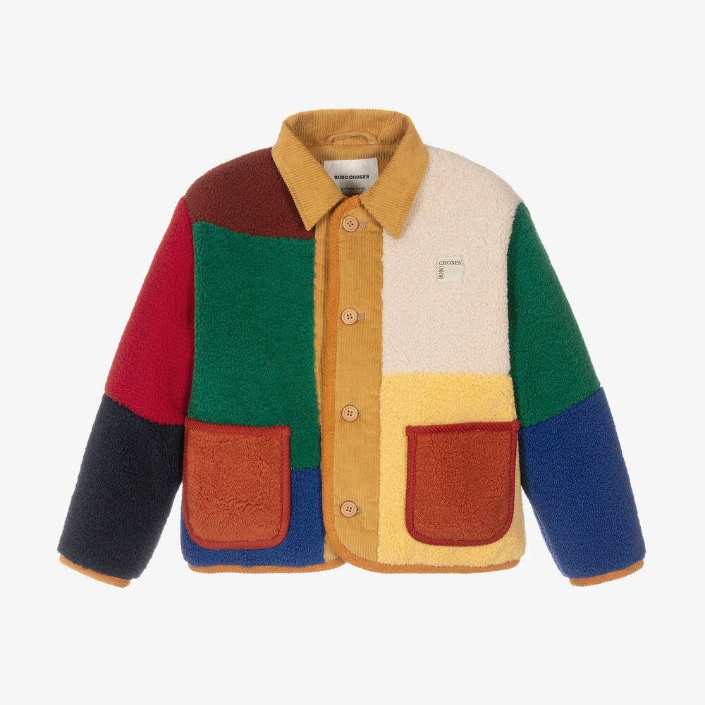 Bobo Choses - Yellow Colourblock Teddy Fleece Jacket | Childrensalon