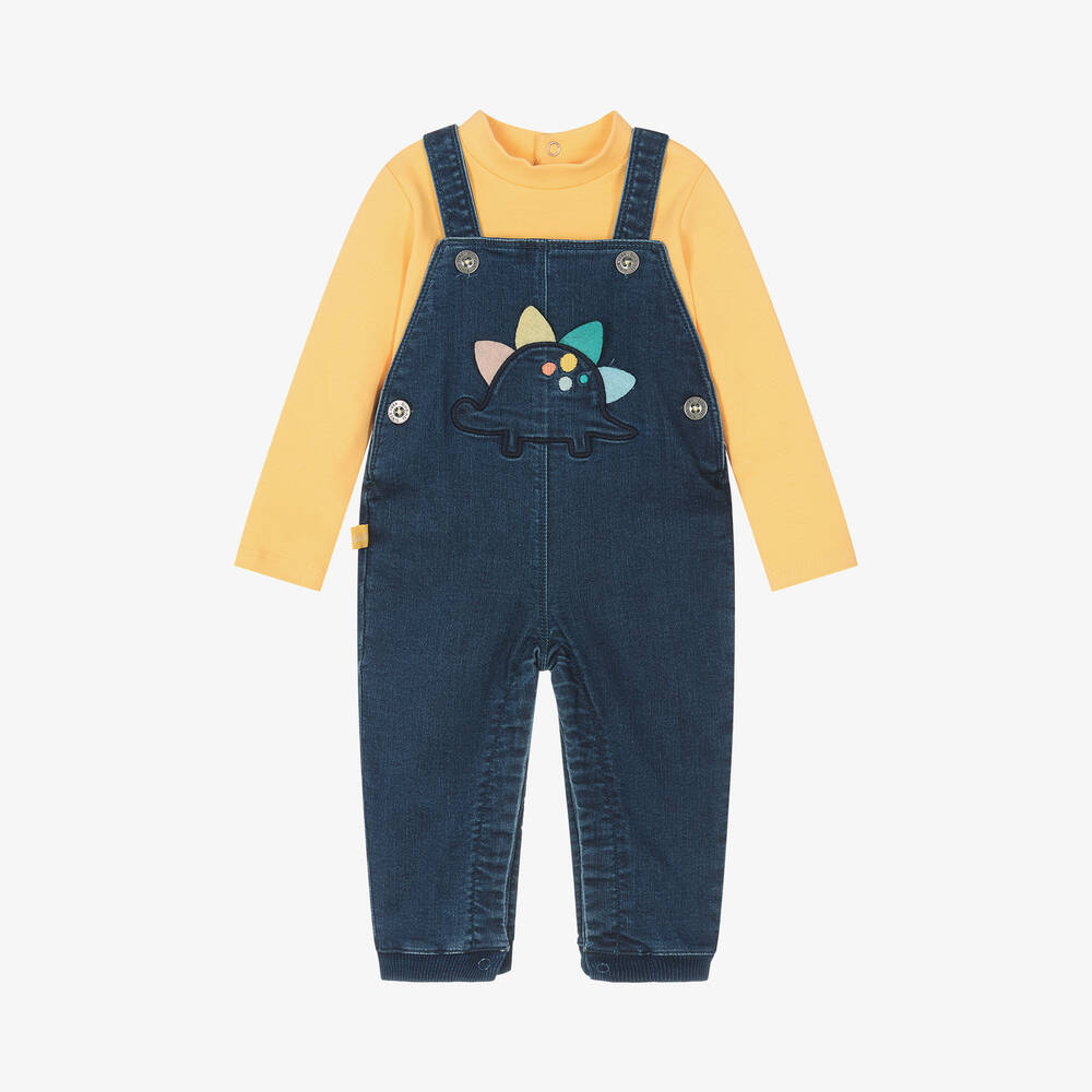 Boboli - Baby Boys Blue Denim Dungree Set | Childrensalon