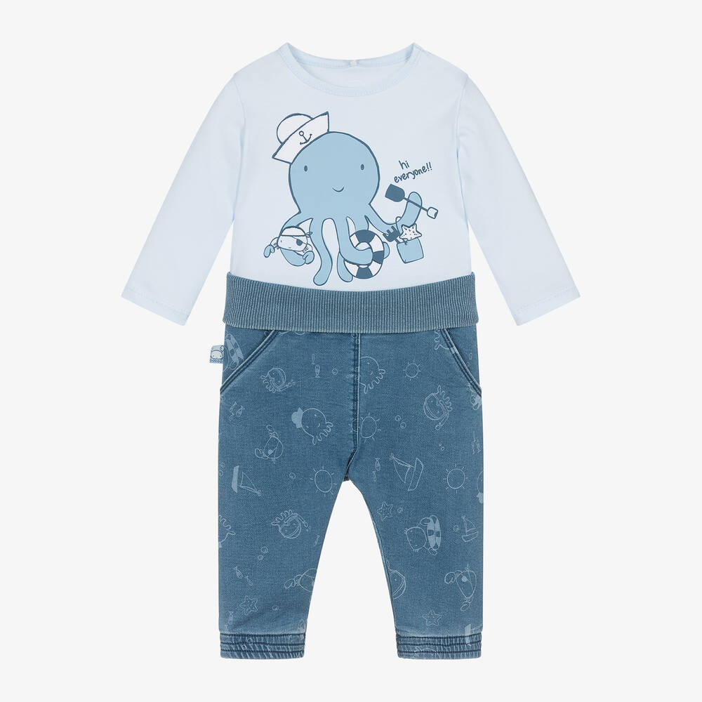 Boboli - Baby Boys Blue Denim Trousers Set | Childrensalon