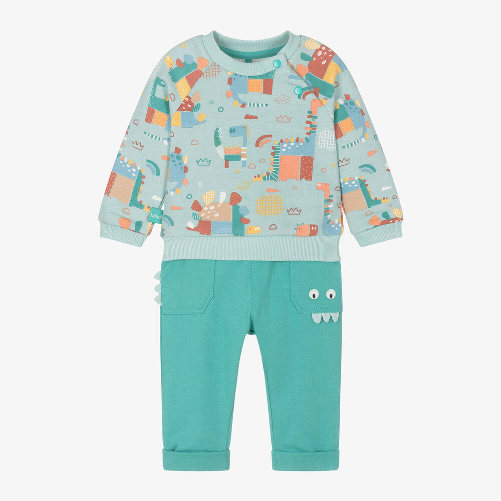 Boboli - Baby Boys Green Dinosaur Trouser Set | Childrensalon