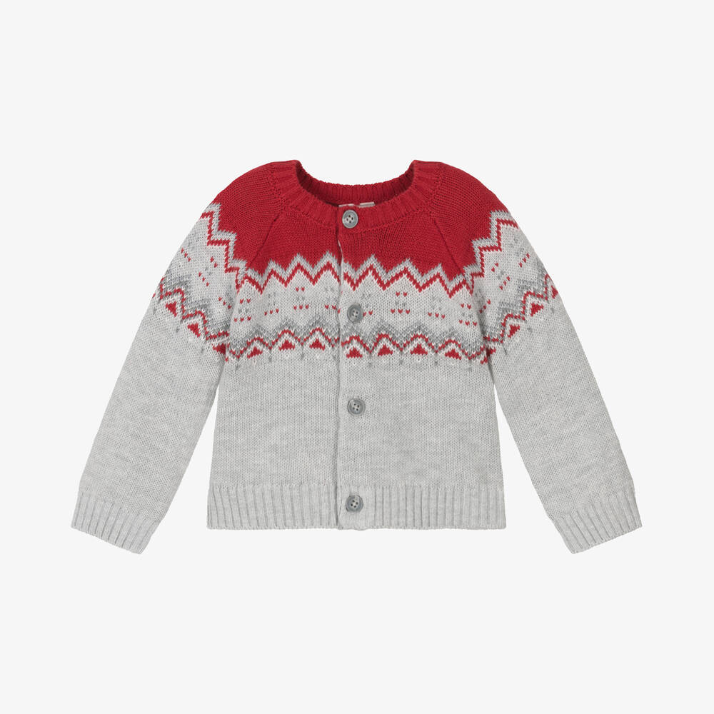 Boboli - Baby Boys Grey Knitted Cardigan | Childrensalon