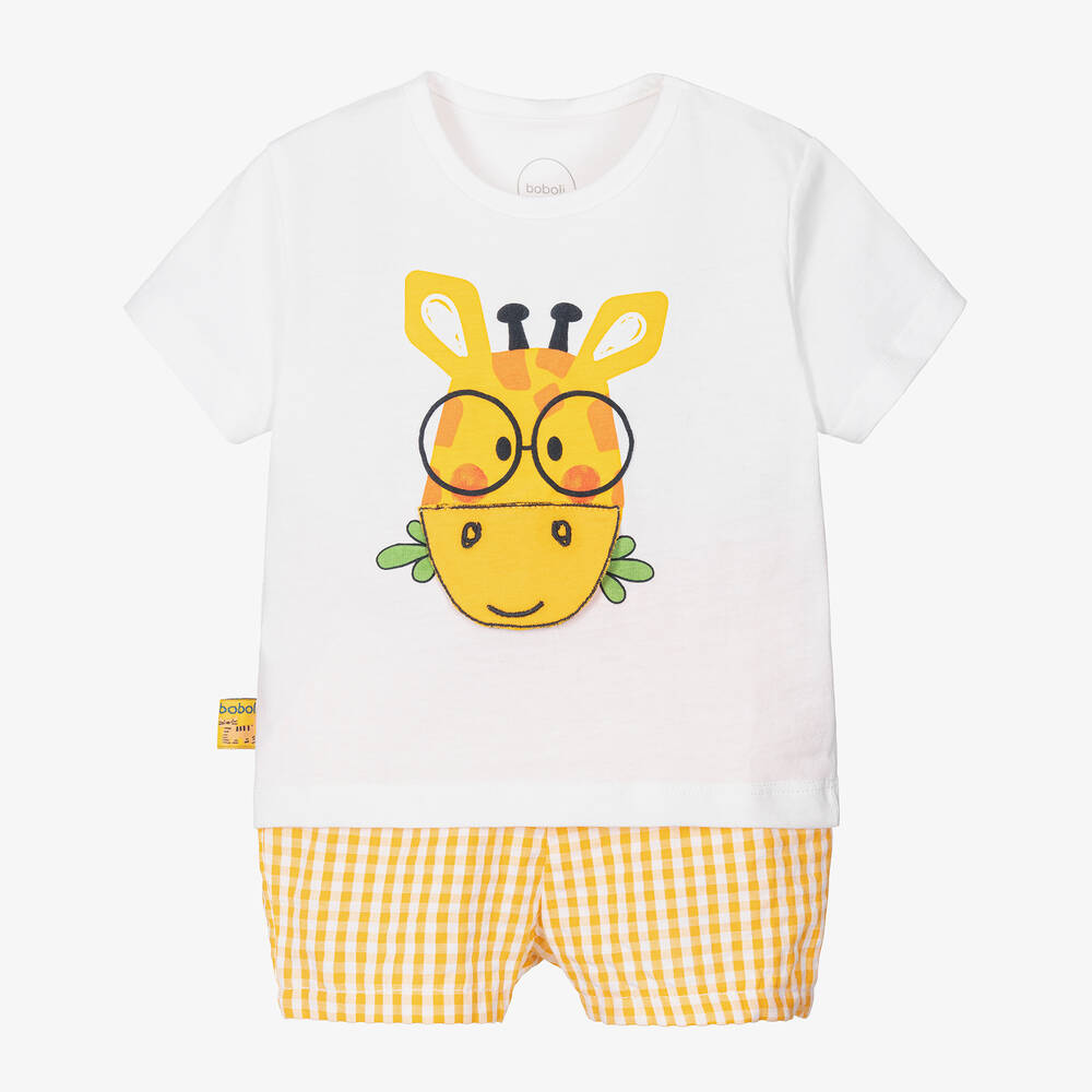 Boboli - Baby Boys Yellow Giraffe Shorts Set | Childrensalon