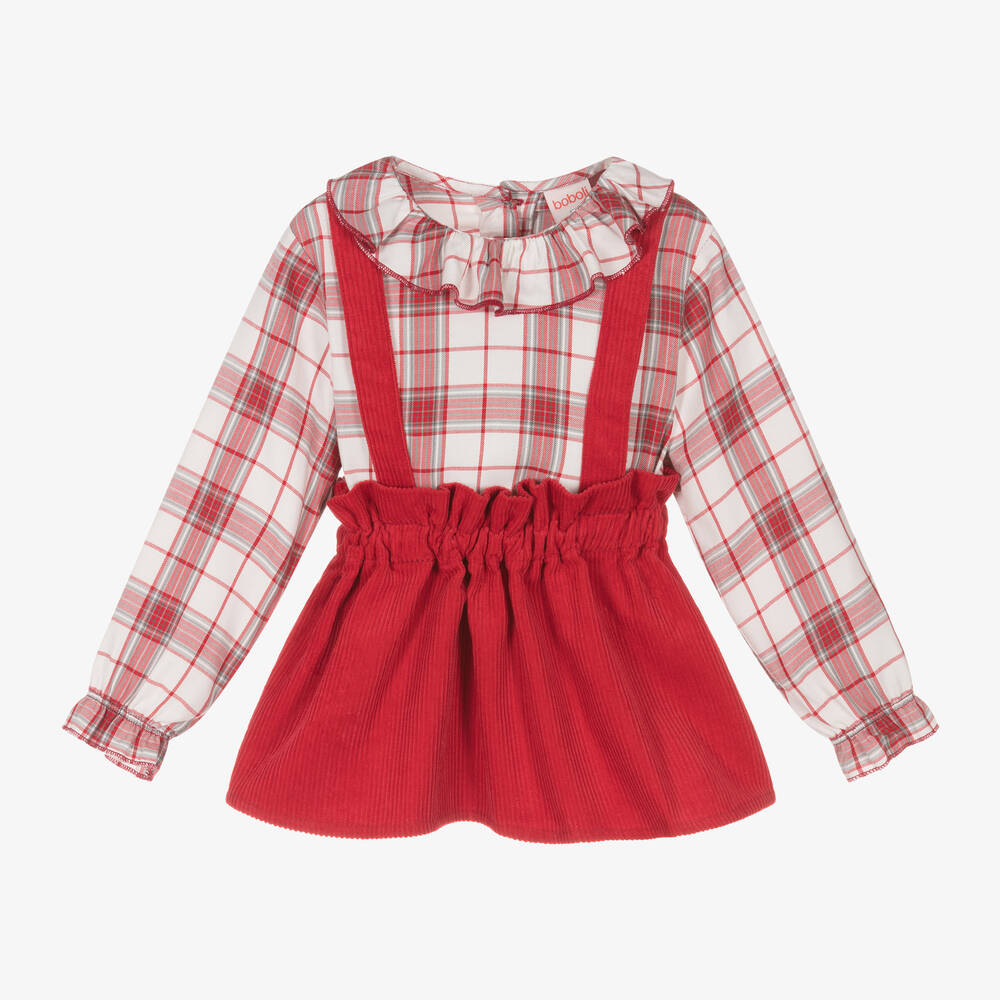 Boboli - Baby Girls Red Corduroy Skirt Set | Childrensalon