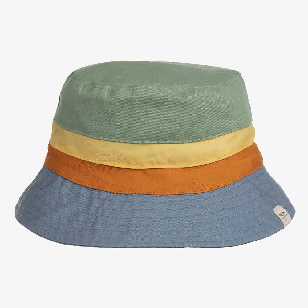 Boboli - Blue Colourblock Cotton Sun Hat | Childrensalon