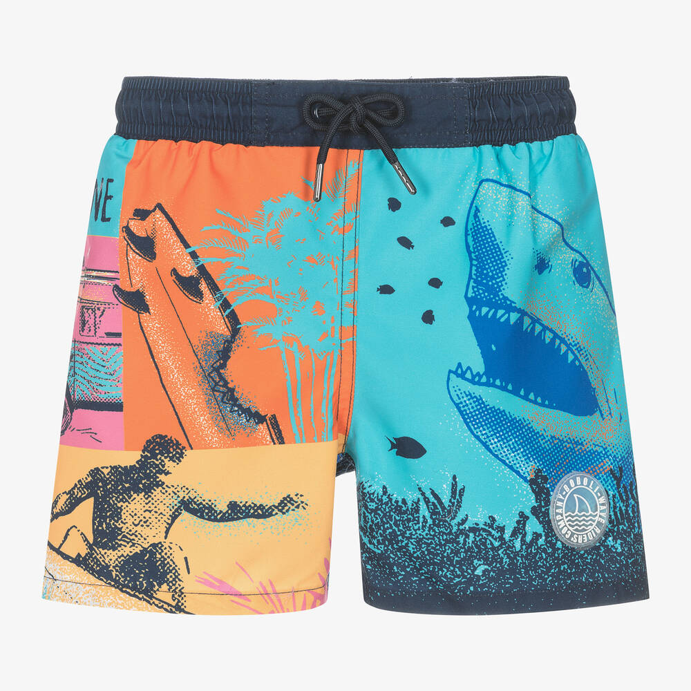 Boboli Kids' Boys Blue Colourblock Shark Swim Shorts