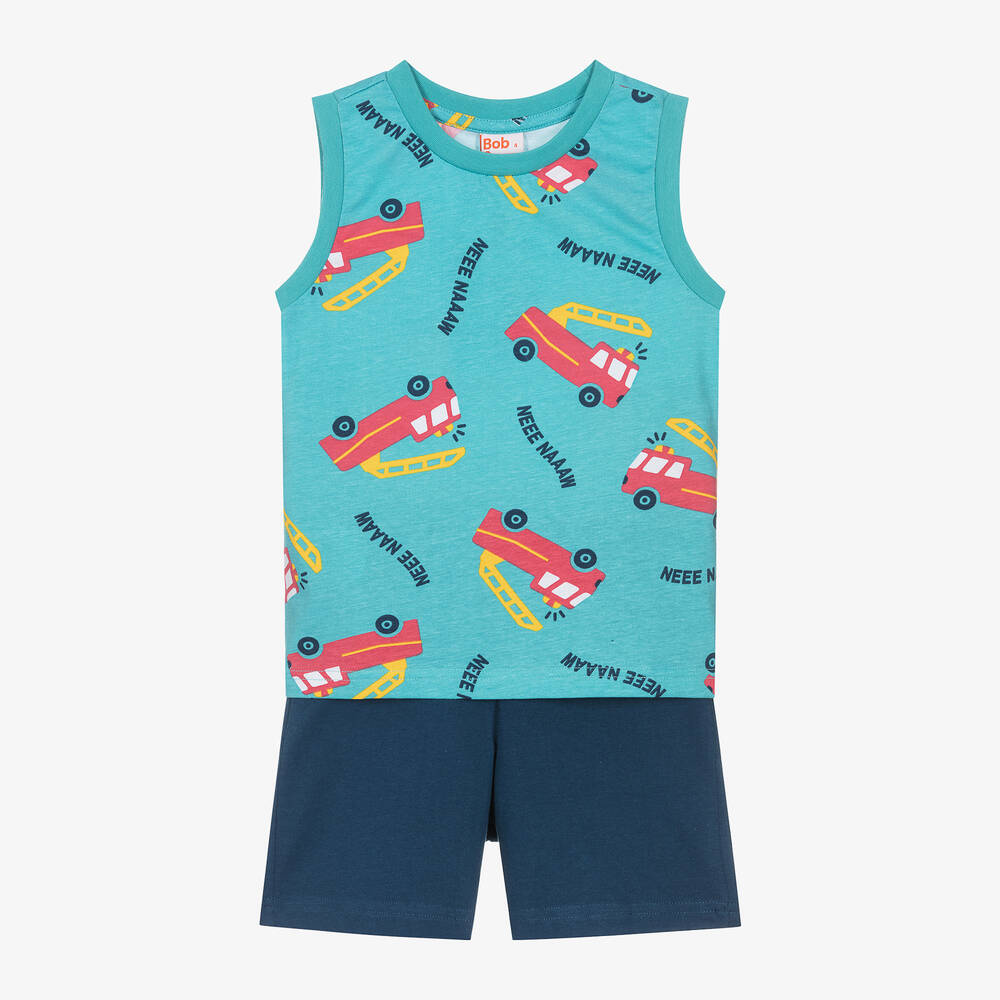 Boboli - Boys Blue Cotton Short Pyjamas | Childrensalon