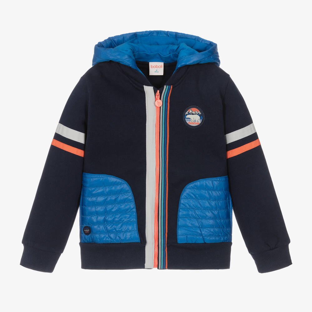 Boboli - Boys Blue Cotton Zip-Up Top | Childrensalon