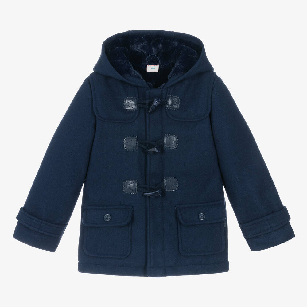 Boboli - Boys Blue Hooded Duffle Coat | Childrensalon