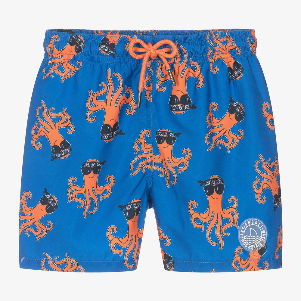 Boboli Kids' Boys Blue Octopus Print Swim Shorts