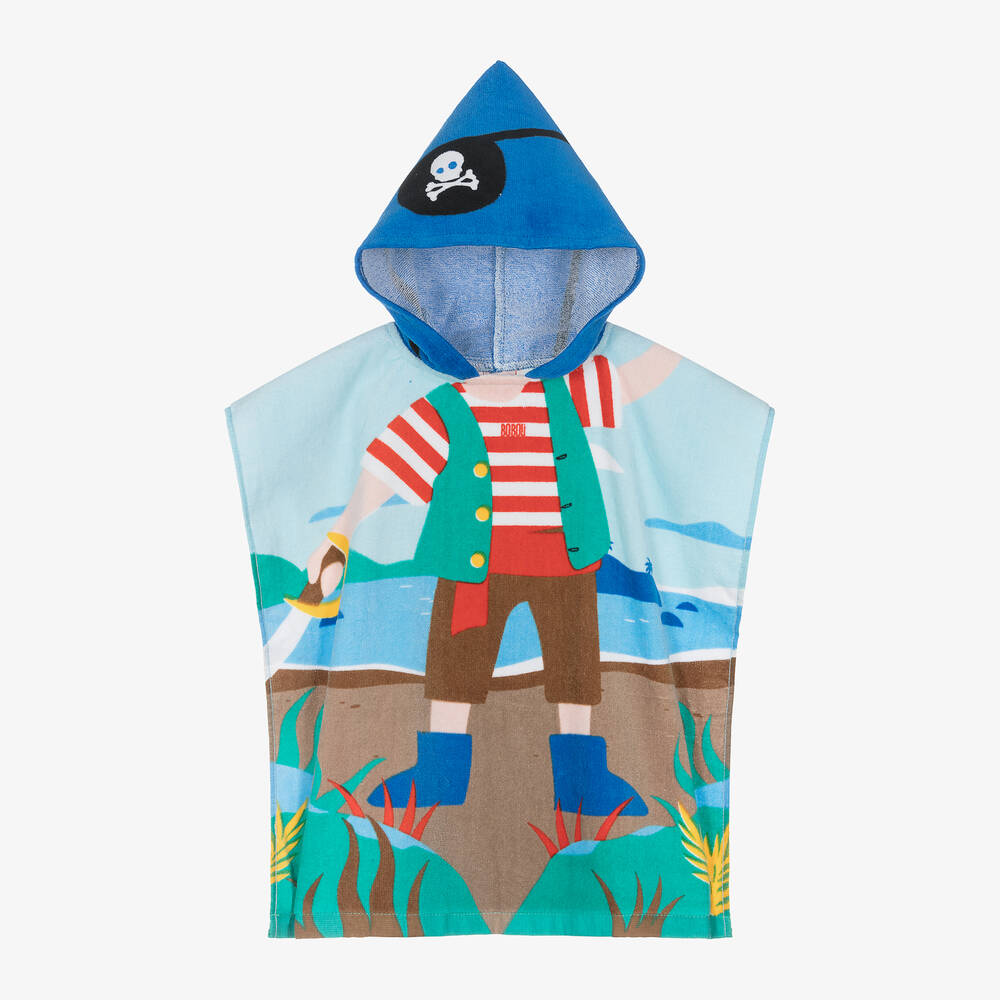 Boboli - Boys Blue Pirate Cotton Hooded Towel | Childrensalon
