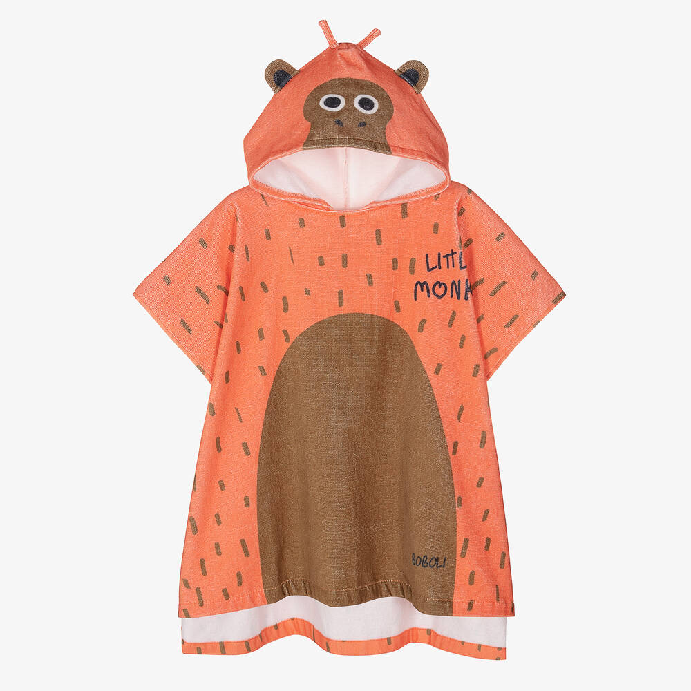 Boboli - منشفة هودي قطن لون بني وبرتقالي للأولاد | Childrensalon