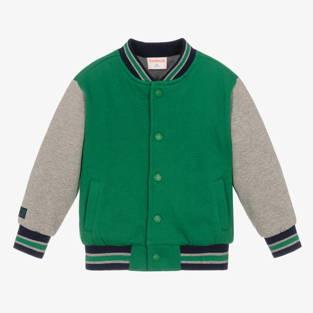 Boboli - Boys Green Cotton Bomber Jacket | Childrensalon