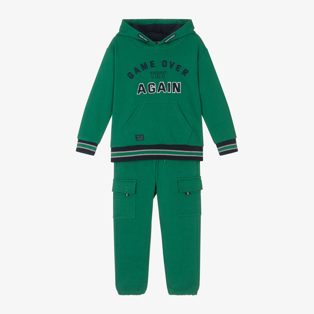 Boboli - Boys Green Cotton Tracksuit | Childrensalon