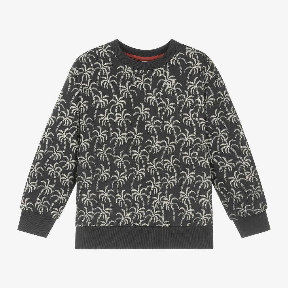 Boboli - Boys Grey Cotton Palm Tree Sweatshirt | Childrensalon