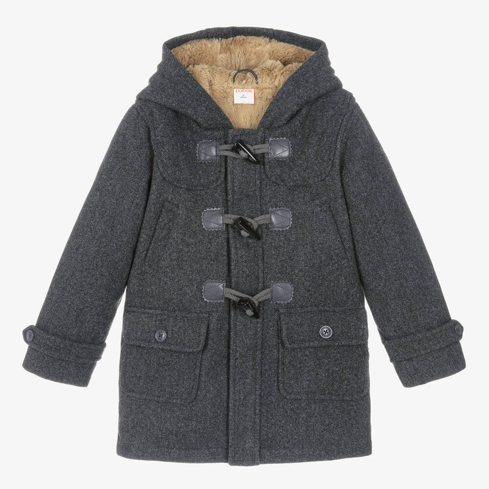 Boboli - Boys Grey Hooded Duffle Coat | Childrensalon