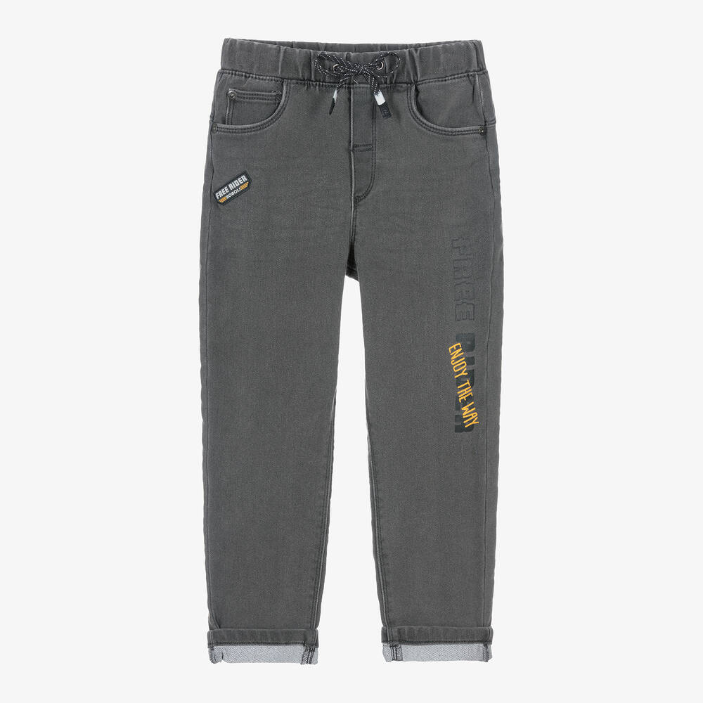 Boboli - Boys Grey Jersey Denim Drawstring Jeans | Childrensalon