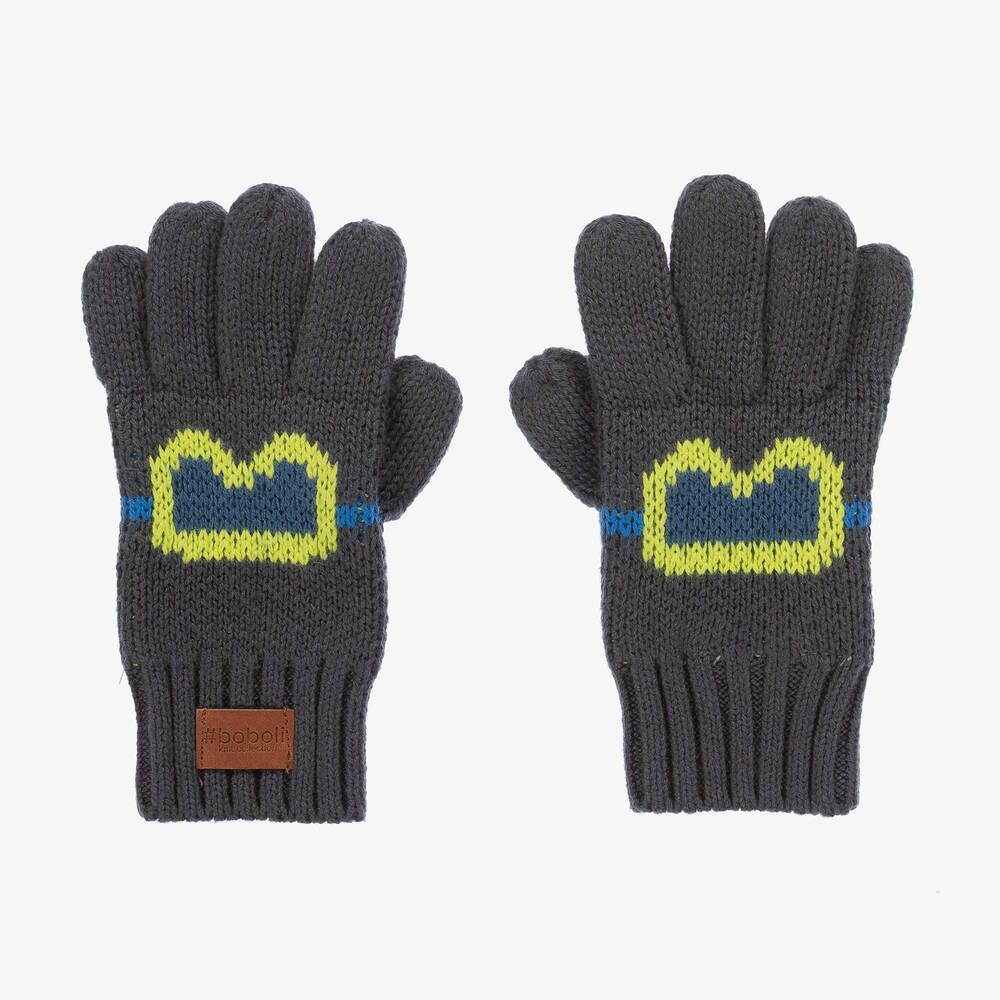 Boboli - Boys Grey Knitted Gloves | Childrensalon