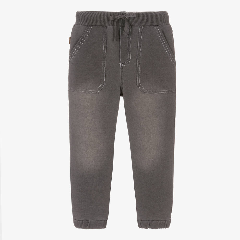 Boboli - Boys Grey Washed-Effect Joggers | Childrensalon