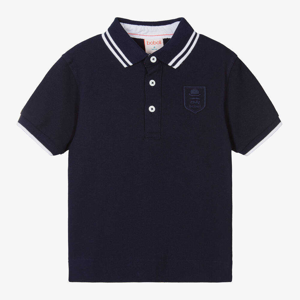 Boboli - Boys Navy Blue Cptton Polo Shirt | Childrensalon