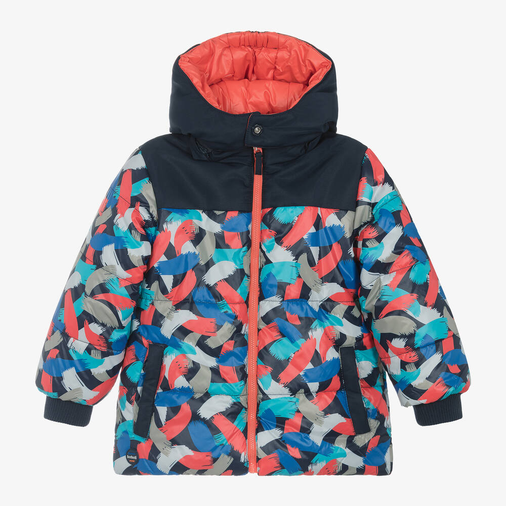 Boboli - Boys Navy Blue Reversible Hooded Coat | Childrensalon